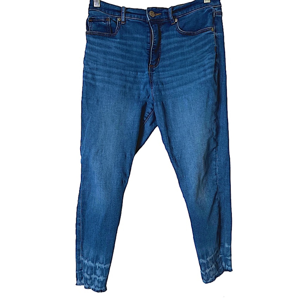 Loft‎ Made and Loved Slim Pockets tie Dye Frayed Hem Cropped Jeans 10